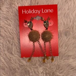 Holiday Lane Gold Reindeer Ornament Earrings